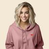 Dalix Pixel Heart Embroidered Fleece Cropped Hoodie Cold Fall Winter Women - 3 of 4