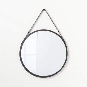 26" Wood Mirror with Pleather Strap Hanger - Threshold™ designed with Studio McGee