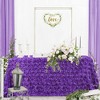 Wikineon Purple Rose Birthday Tablecloth 60x102 Inch Satin 3D Floralr Romantic Party Table Fabeic for Wedding Tablecloths Rectangle Table Decoration - 4 of 4