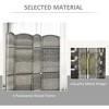 Gulches 4 Panel Room Divider, 6' Tall Folding Privacy Screen, Hand-Woven Freestanding Wood Partition for Home Office, Bedroom, Mixed Gray - 3 of 4