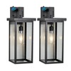 Wooakway Modern 20"H 2PCS Weatherproof Outdoor Wall Lanterns with Black Metal Frame & Clear Glass Ambient Light Sensors E26 Bulb Compatible - 3 of 4