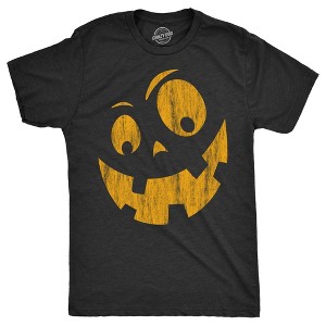 Mens Silly Jack Pumpkin T Shirt Funny Halloween Jack O Lantern Goofy Smile Tee For Guys - Crazy Dog Men's T Shirt - 1 of 4