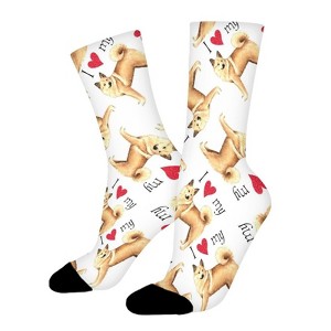 I Love My Akita Dog Women Printed Crew Socks Funny Funky Socks Soft Polyester Novelty Gifts for Artists Men - 1 of 1