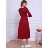 INSPIRE CHIC Women's Square Neck 3/4 Sleeves Waffle Knit Casual Midi Dress - 3 of 4