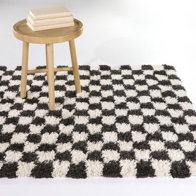 Charcoal and Off-White Rectangular Shag Rug 8' x 10'