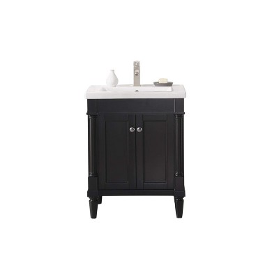 Espresso 24" Single Vanity with White Ceramic Sink and Metal Hardware