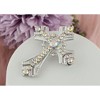 Anna-Kaci Silvery Tone Religious Cross Brooch Sparkling Aquamarine Blue or Victorian Clear Crystal Rhinestones - 2 of 4