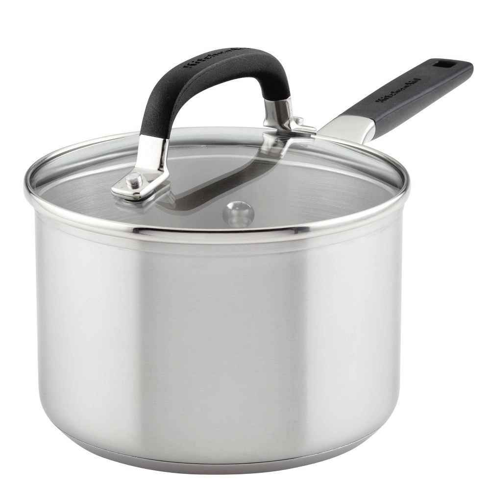 Photos - Pan KitchenAid 2qt Stainless Steel Saucepan with Measuring Marks Light Silver 