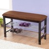 2-Tier Shoe Rack Bench with Microfiber Upholstered Seat, Shoe Storage Organizer for Entryway, Bathroom, or Bedroom - 4 of 4