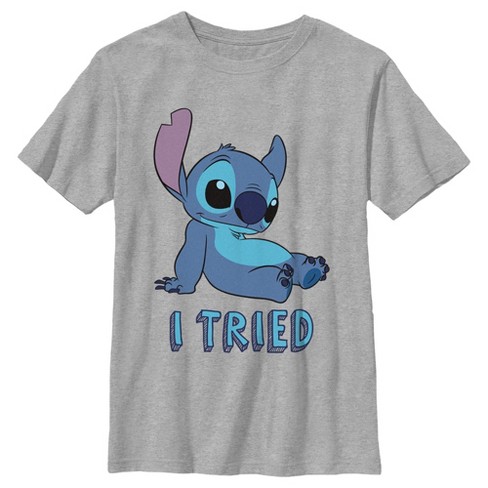 Boy's Lilo & Stitch I Tried Relaxed Stitch T-shirt - Athletic Heather -  Medium : Target