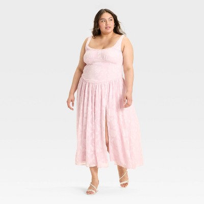 Women's Jacquard Tulle Trim Maxi A-Line Dress - Wild Fable™
