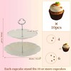 Unique Bargains 2 Tier Petals Design Cup Cake Holder Tower with Tiered Tray for Donut Fruits Beige Silver Tone - 2 of 4