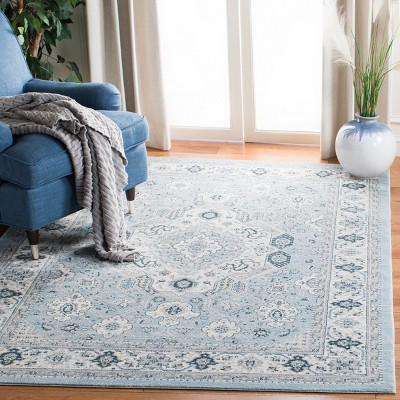 Isabella Blue and Cream Synthetic Area Rug 4' x 6'