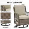 Jojoka 3pc Outdoor Wicker Rocking Bistro Set with 2 Swivel Chairs & Glass-Top Table, Rattan Patio Furniture with Cushions for Porch, Backyard - 4 of 4