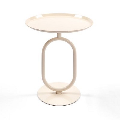 NicBex Lantern-Shaped Metal End Tables Living Room, Retro Tray Side Table with Weighted Base, Small Side Table, Round End Table, Small Coffee Table