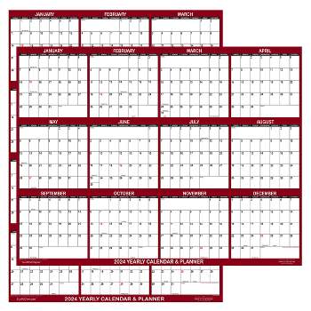 SwiftGlimpse 2024 Yearly Wall Calendar & Planner 48"x32" Burgundy