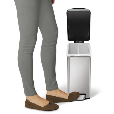 Brushed Stainless Steel 2.6 Gallon Slim Trash Can with Pedal