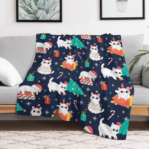 Colorful Christmas Pattern Christmas Throw Blanket Soft Fleece Christmas Blanket Cozy Flannel Throw for Couch Bed 30x40 inches - 1 of 1