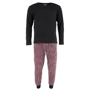 Ten West Apparel Men's Plaid Jogger and Crew Long Sleeve Pajama Set - 1 of 3