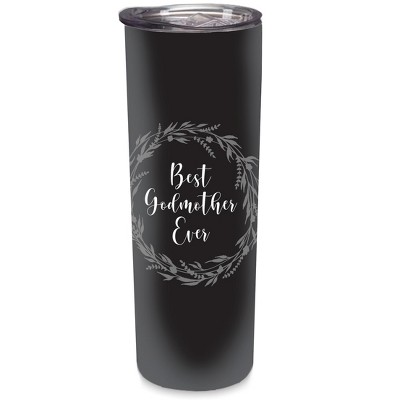 Elanze Designs Best Godmother Ever Slate Wreath 20 ounce Stainless Steel Travel Tumbler