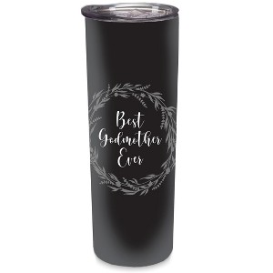 Elanze Designs Best Godmother Ever Slate Wreath 20 ounce Stainless Steel Travel Tumbler - 1 of 4