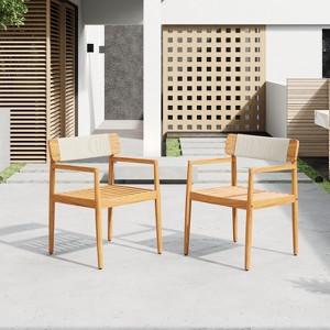 NicBex Farmhouse Outdoor Acacia Wood Dining Chairs Set of 2,Mid-Century Patio Chairs Accent Chairs for Dining Room,Courtyard,Yard - 1 of 4
