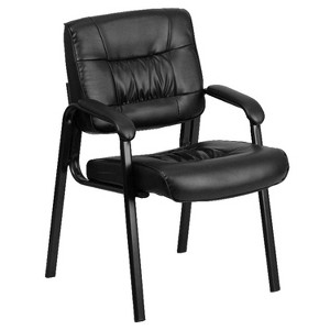 Black Leather Executive Side Chair with Black Frame Finish - Belnick