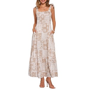 INSPIRE CHIC Women's Square Neck Sleeveless Elastic Waist A-Line Maxi Dress - 1 of 4