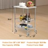 3-Tier Wire Rolling Utility Cart, Kitchen Utility Cart 20"x24"x36.6", Stainless Steel Service Cart , Commercial Serving Trolley Cart w Storage Basket - 2 of 4
