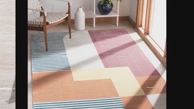 Rust and Yellow Abstract Hand-knotted Synthetic Rug, 4' x 6'