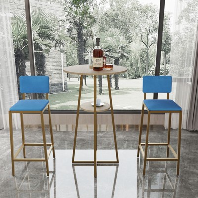Aukfa 3-piece Bar Table and Chair Set - with Sponge Cushion Backrest, Suitable for Home