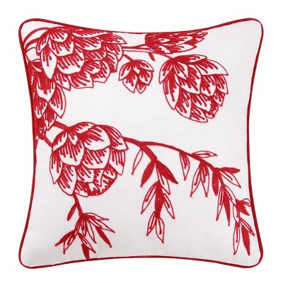 C&F Home Colonial Williamsburg Devon Cranberry Chain Stitch Pillow