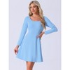 Allegra K Women's Vintage Long Sleeve Beaded Square Neck High Waist A-Line Dress - 2 of 4