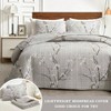 3 Piece Quilt Set Queen Full Size Gray Branch with White Orange Floral Soft Bed Cover for All Season 1 Quilt+ 2 Shams - 3 of 4