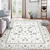 Living Room Rug Vintage Floral Print Carpet Stain Resistant Area Rug with Non-Slip Backing Washable Rugs Low Pile Folding Soft Touch - 3 of 4