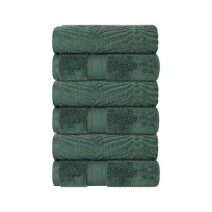 Chevron Zero Twist Cotton Solid and Jacquard Hand Towel Set of 6 by Blue Nile Mills - 1 of 4