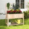Tangkula Raised Garden Bed with Trellis 48x23x63 Inch Elevated Planter Box with Bed Liner Bottom Storage Shelf - 4 of 4