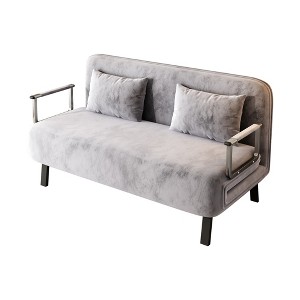 TiramisuBest Convertible Folding Sofa Chair Bed with Adjustable Backrest, Linen Upholstery, Metal Frame, Pillow, for Small Spaces & Dorms – Blue - 1 of 4