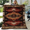 1pc Boho Patchwork Flannel Blanket, Ideal Birthday or Holiday Gift for Adults, Bold Geometric Pattern, Christmas Gift. - 2 of 4