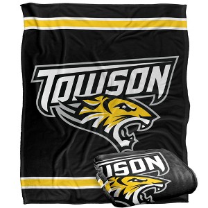 Towson University Primary Logo Stripes Silky 50x60 Blanket, 1 Sided 50x60 - 1 of 4