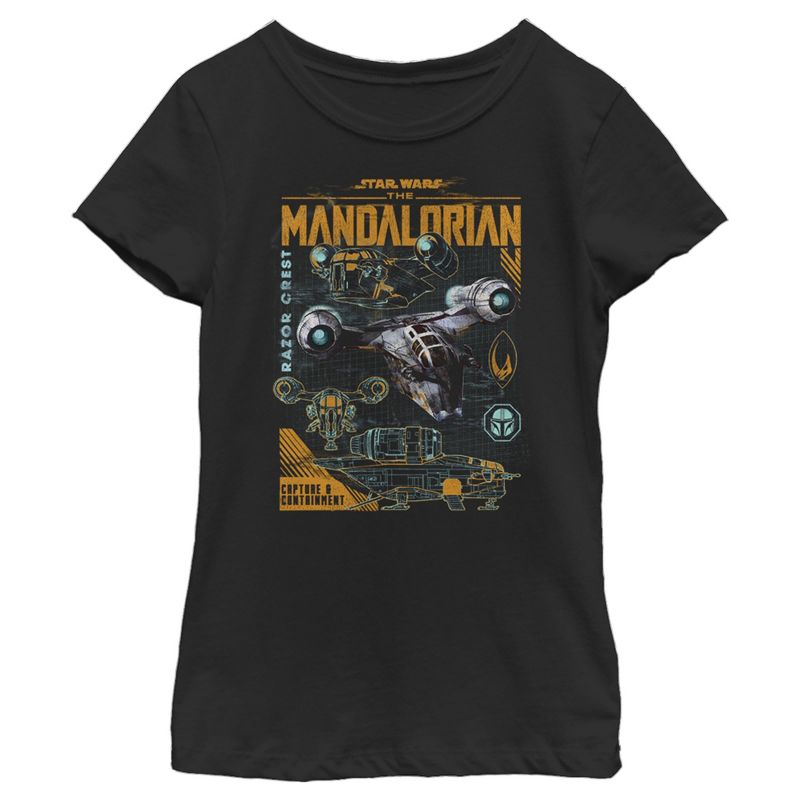 Girl's Star Wars The Mandalorian Razor Crest Capture and Containment T-Shirt, 1 of 5