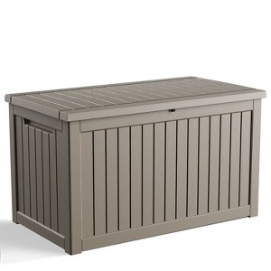 Okak 230 Gallon Weatherproof Deck Box, Patio Storage Box with Iron Rod and 2 Piston Hinges, Storage Containers for Garden, Patio, Outdoor - 1 of 4