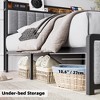 Full Size Bed Frame with Shelf Headboard and Charging Station, Industrial Upholstered Platform Bed with Outlets - 4 of 4