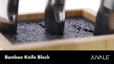 Natural Bamboo Universal Knife Block with Adjustable Bristles