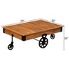 Vintiquewise Large Rustic Vintage Industrial Wooden Coffee Table with Detailed Wood Grain Metal Accents and Black Cast Iron Cart Wheels - 4 of 4