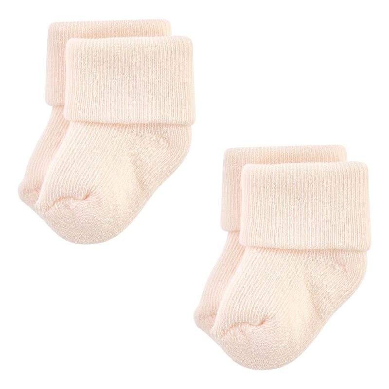 Hudson Baby Infant Girl Cotton Rich Newborn and Terry Socks, Solid Blush Pink, 5 of 7
