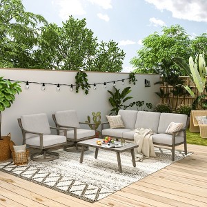 HAPPATIO 4-Piece Outdoor Patio Furniture Set , Aluminum Outdoor Conversation Set Perfect for Porch, Deck, Garden - 1 of 4