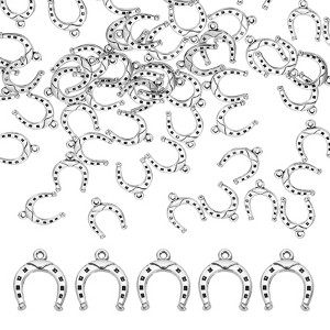Unique Bargains Metal Bulk Elegant DIY Crafts Jewelry Making Horseshoe Pendant 50 Pcs - 1 of 4