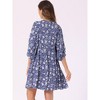 INSPIRE CHIC Women's Floral V Neck 3/4 Sleeve Casual Mini Flare Dress - 4 of 4