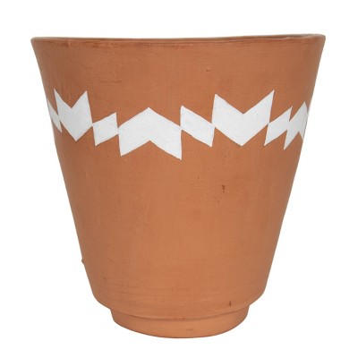 9.25" Decorative Terracotta Indoor Plant Garden Geometric Southwest Design Planter Pot